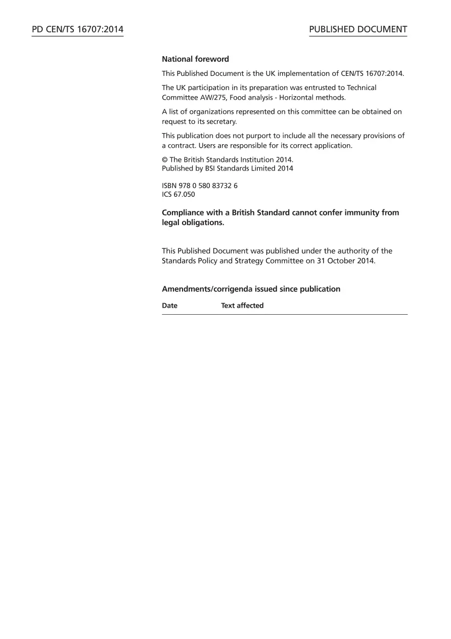 BS PD CEN/TS 16707:2014 BS PD CEN/TS 16707:2014