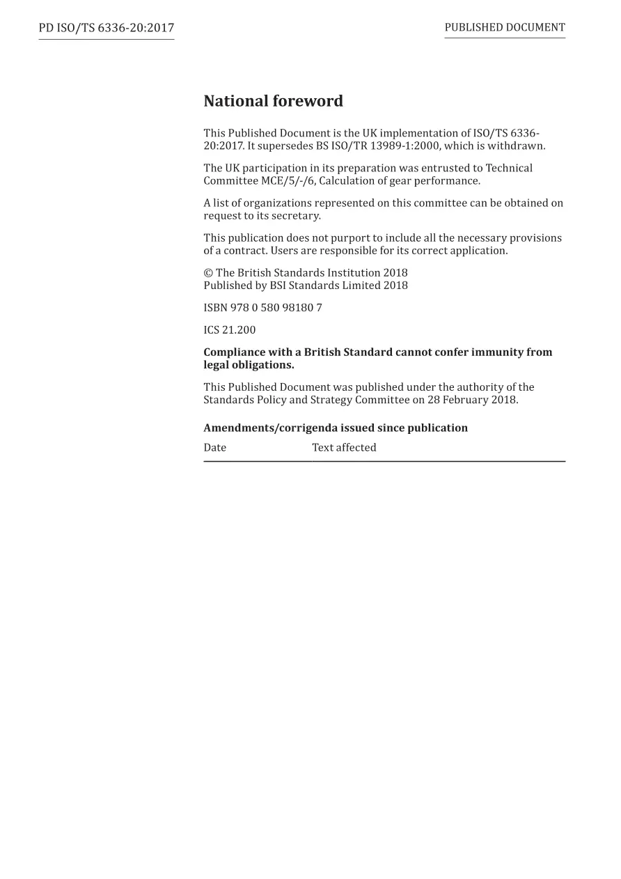 BS PD ISO/TS 6336-20:2017 BS PD ISO/TS 6336-20:2017