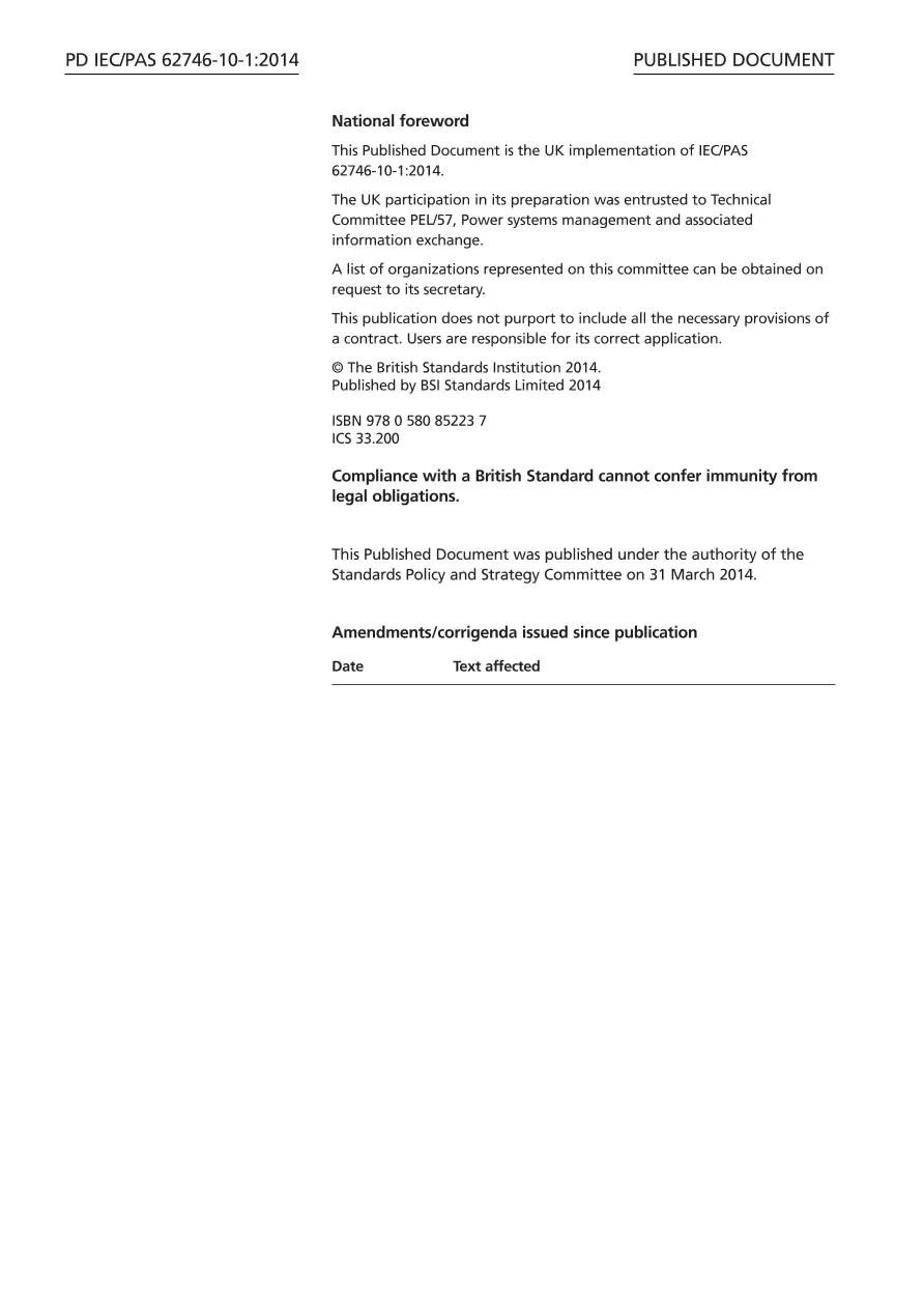 BS PD IEC/PAS 62746-10-1:2014 BS PD IEC/PAS 62746-10-1:2014