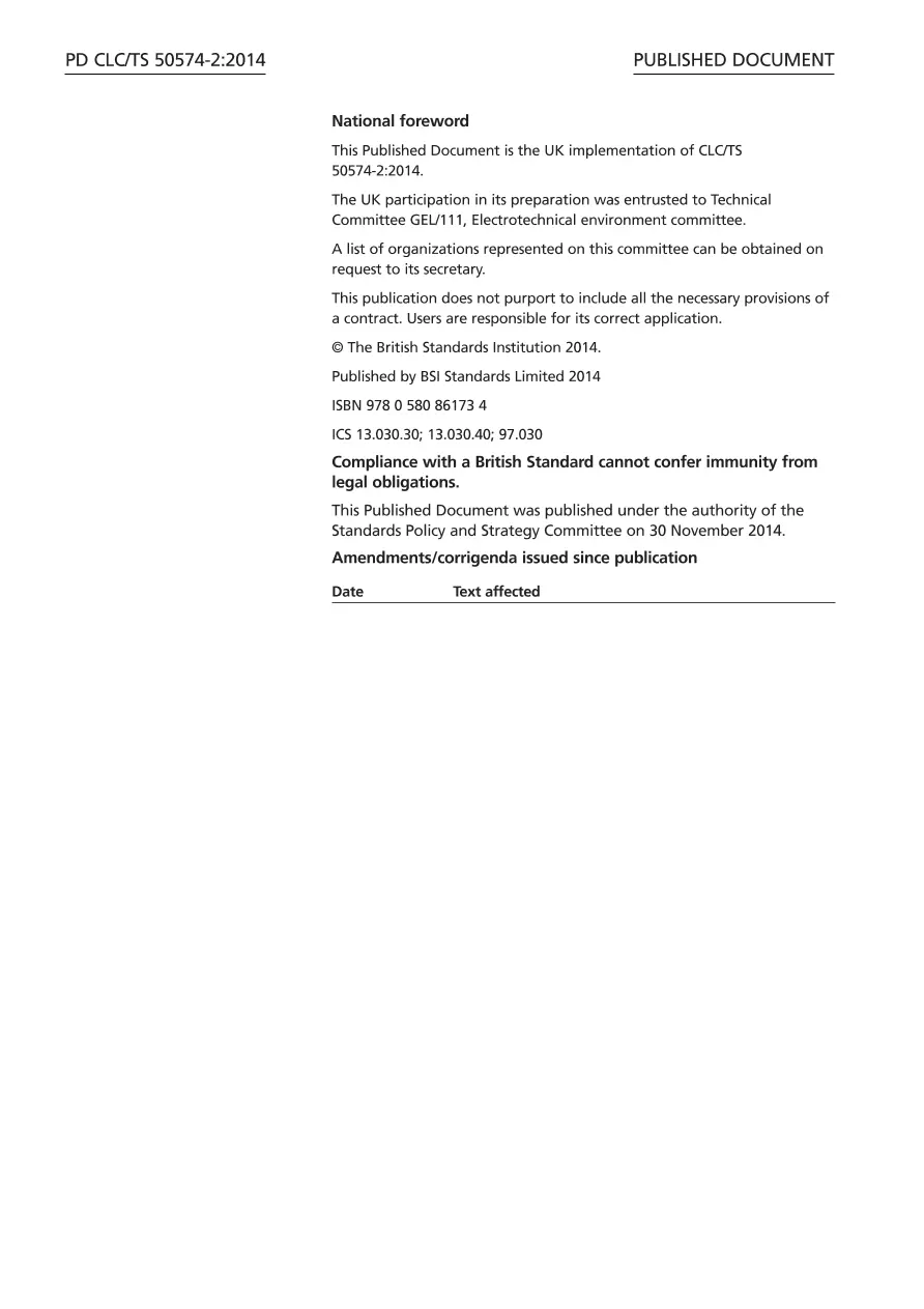 BS PD CLC/TS 50574-2:2014 BS PD CLC/TS 50574-2:2014