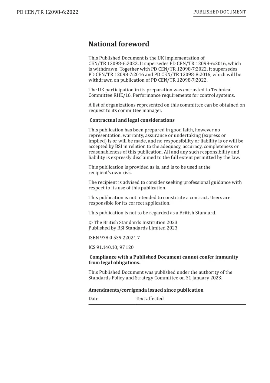 BS PD CEN/TR 12098-6:2022 BS PD CEN/TR 12098-6:2022