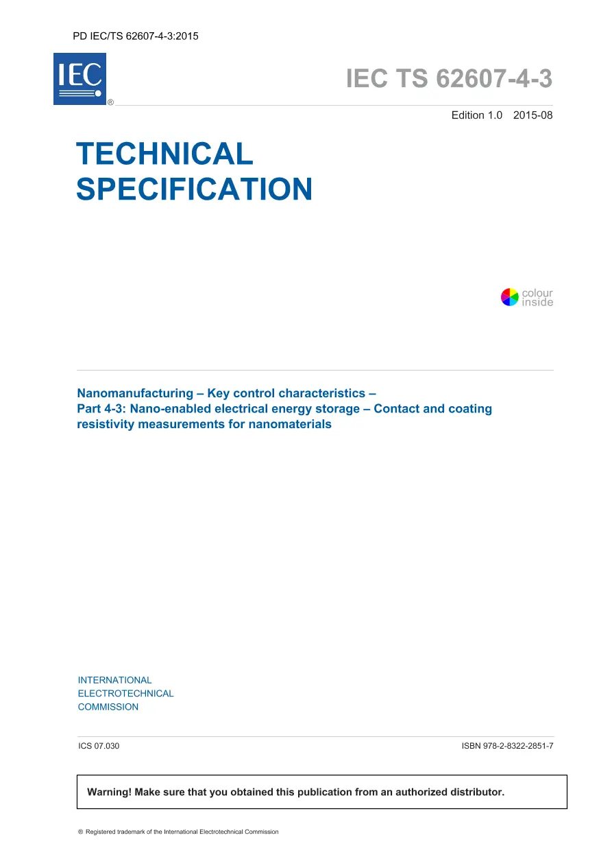 BS PD IEC/TS 62607-4-3:2015 BS PD IEC/TS 62607-4-3:2015