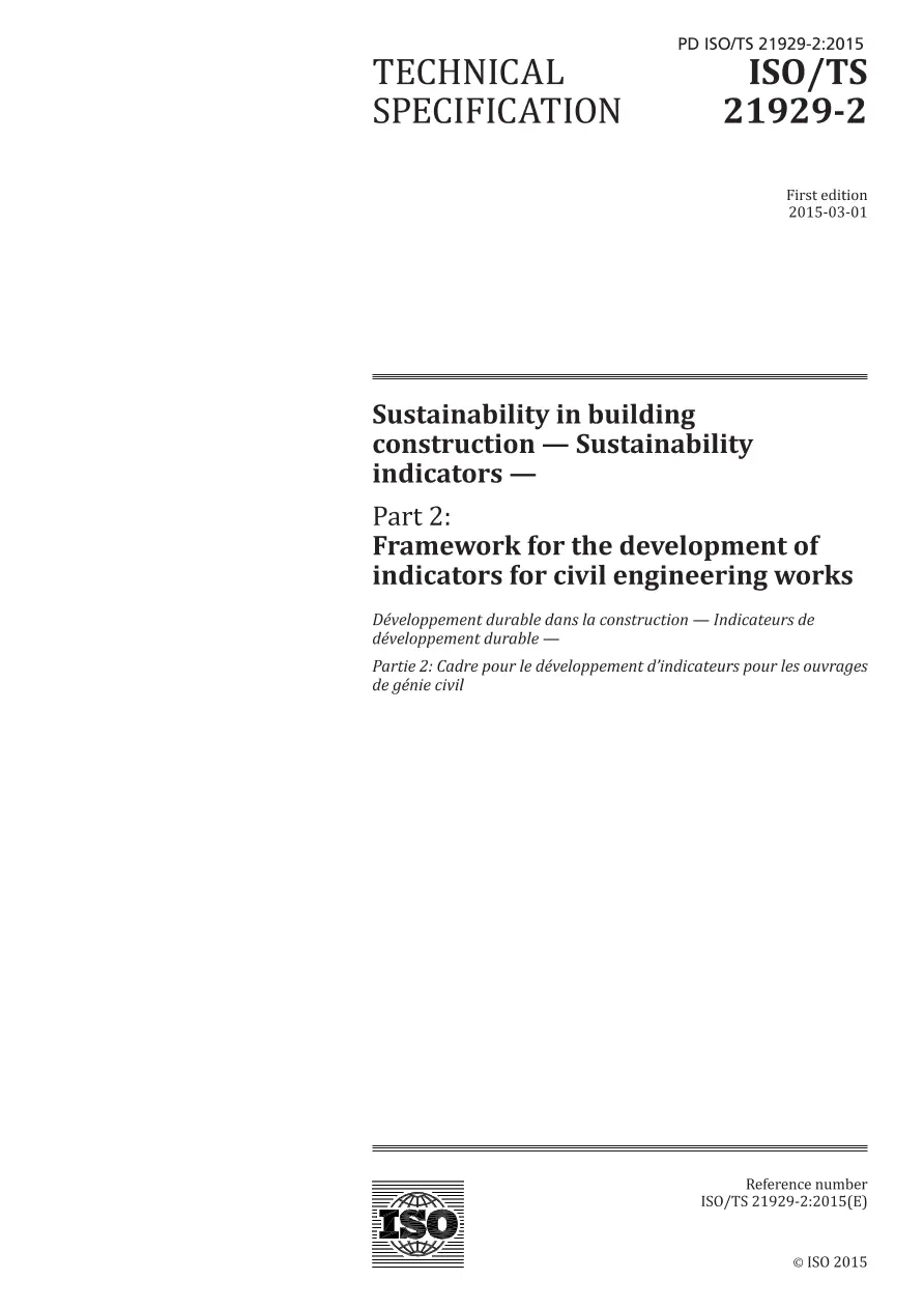BS PD ISO/TS 21929-2:2015 BS PD ISO/TS 21929-2:2015