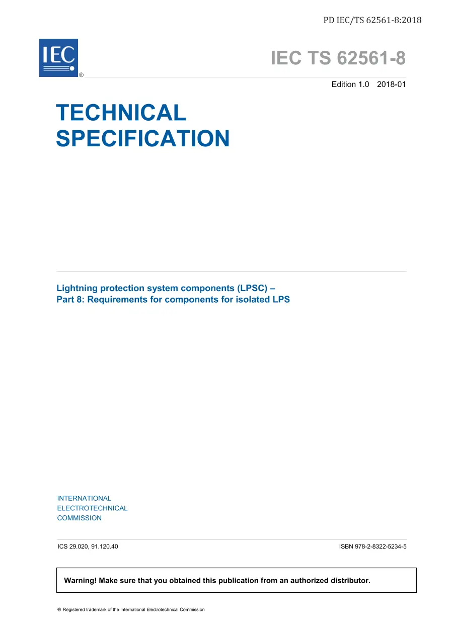 BS PD IEC/TS 62561-8:2018 BS PD IEC/TS 62561-8:2018
