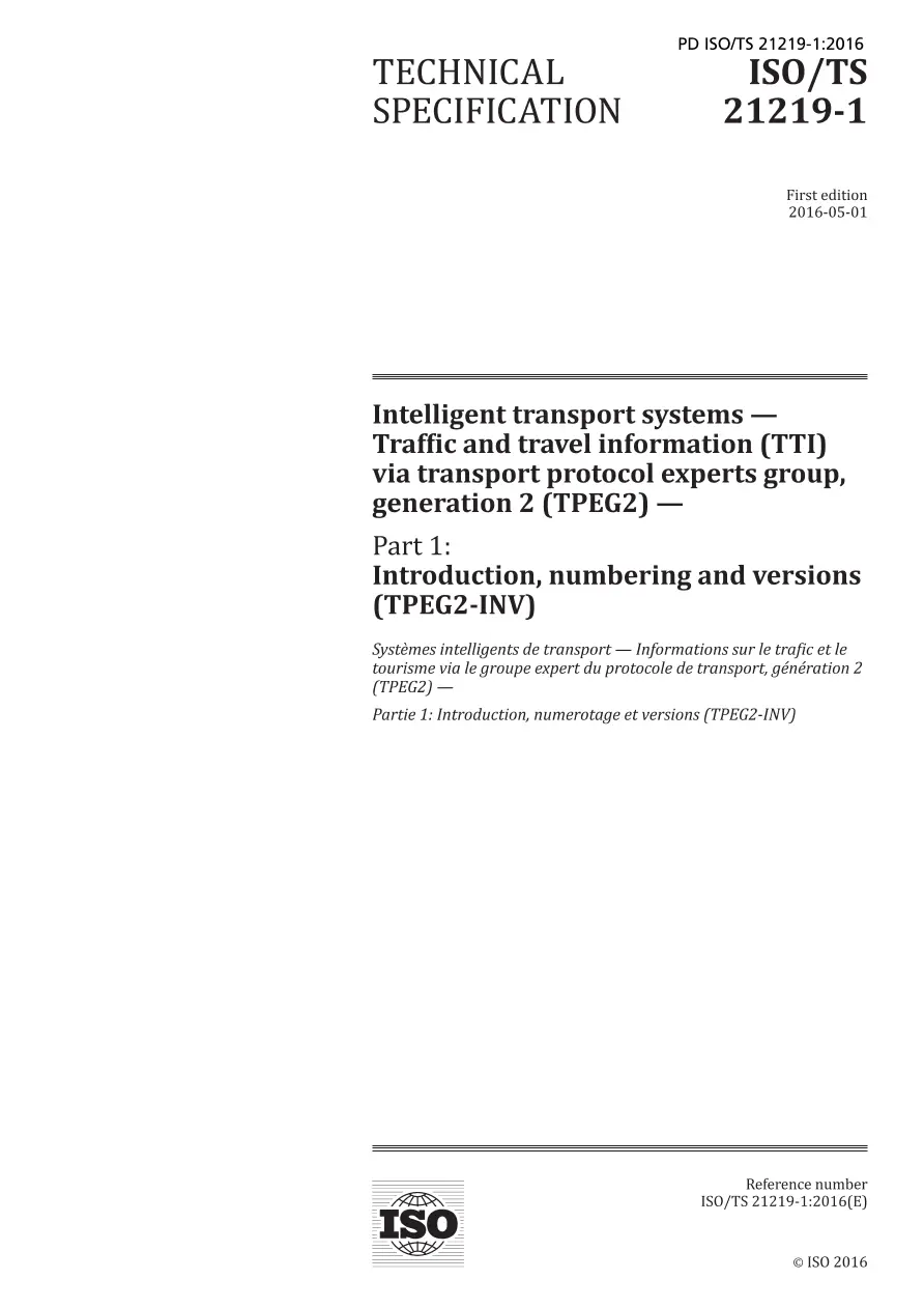 BS PD ISO/TS 21219-1:2016 BS PD ISO/TS 21219-1:2016