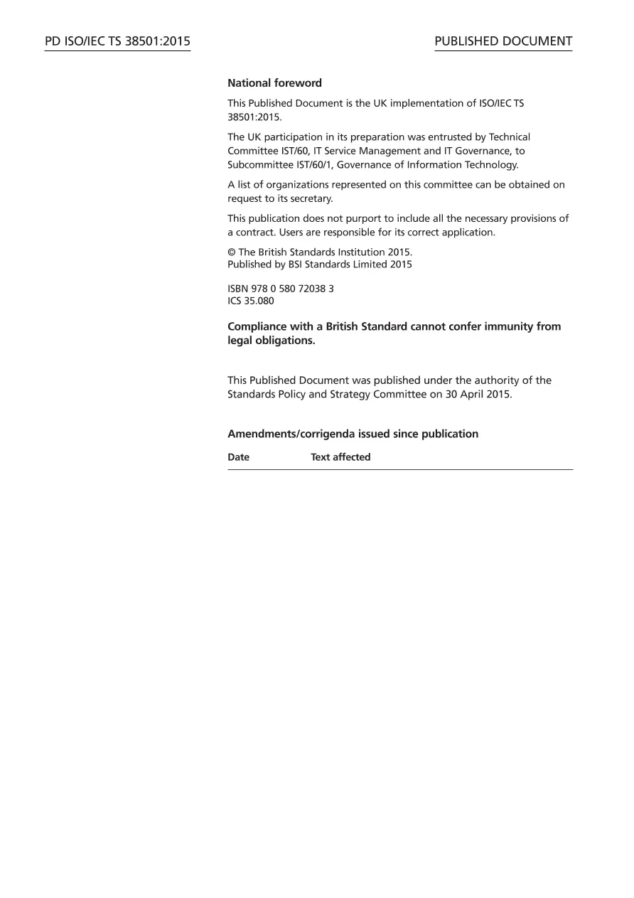 BS PD ISO/IEC TS 38501:2015 BS PD ISO/IEC TS 38501:2015