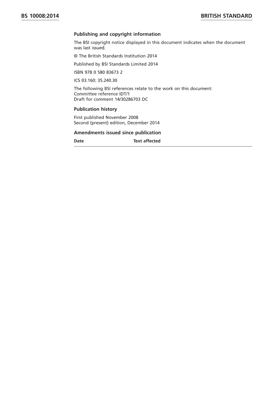 BS 10008:2014 BS 10008:2014