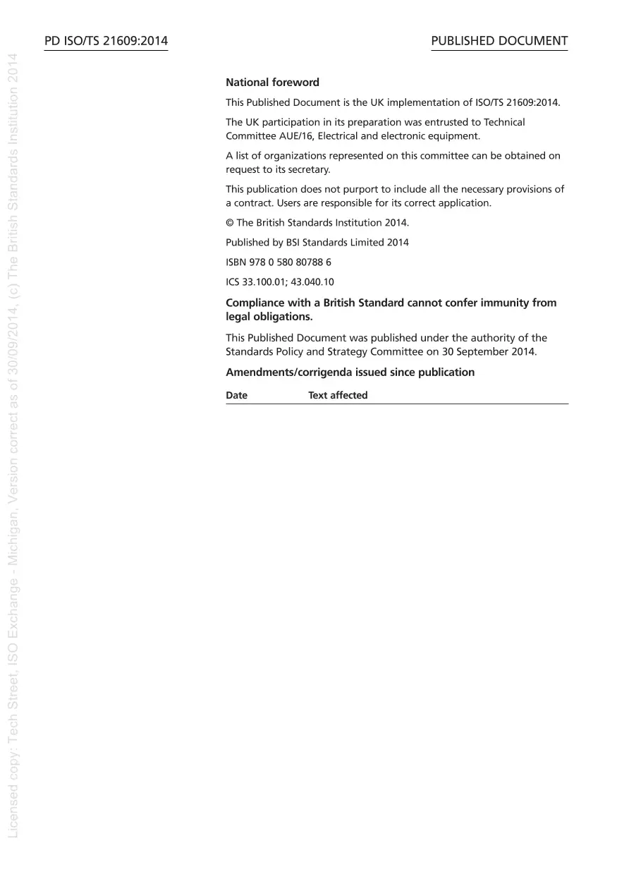 BS PD ISO/TS 21609:2014 BS PD ISO/TS 21609:2014