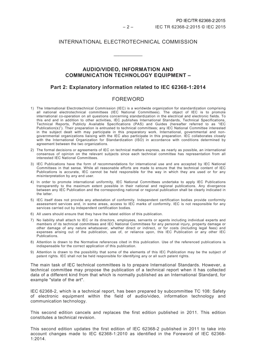 BS PD IEC/TR 62368-2:2015 BS PD IEC/TR 62368-2:2015