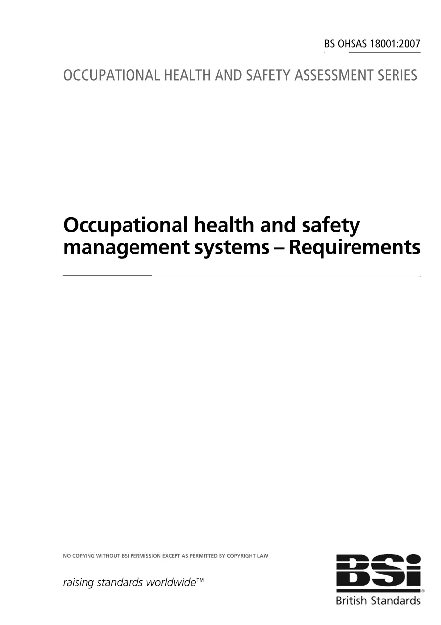 BS OHSAS 18001:2007 BS OHSAS 18001:2007