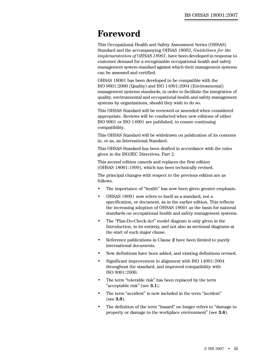 BS OHSAS 18001:2007 BS OHSAS 18001:2007