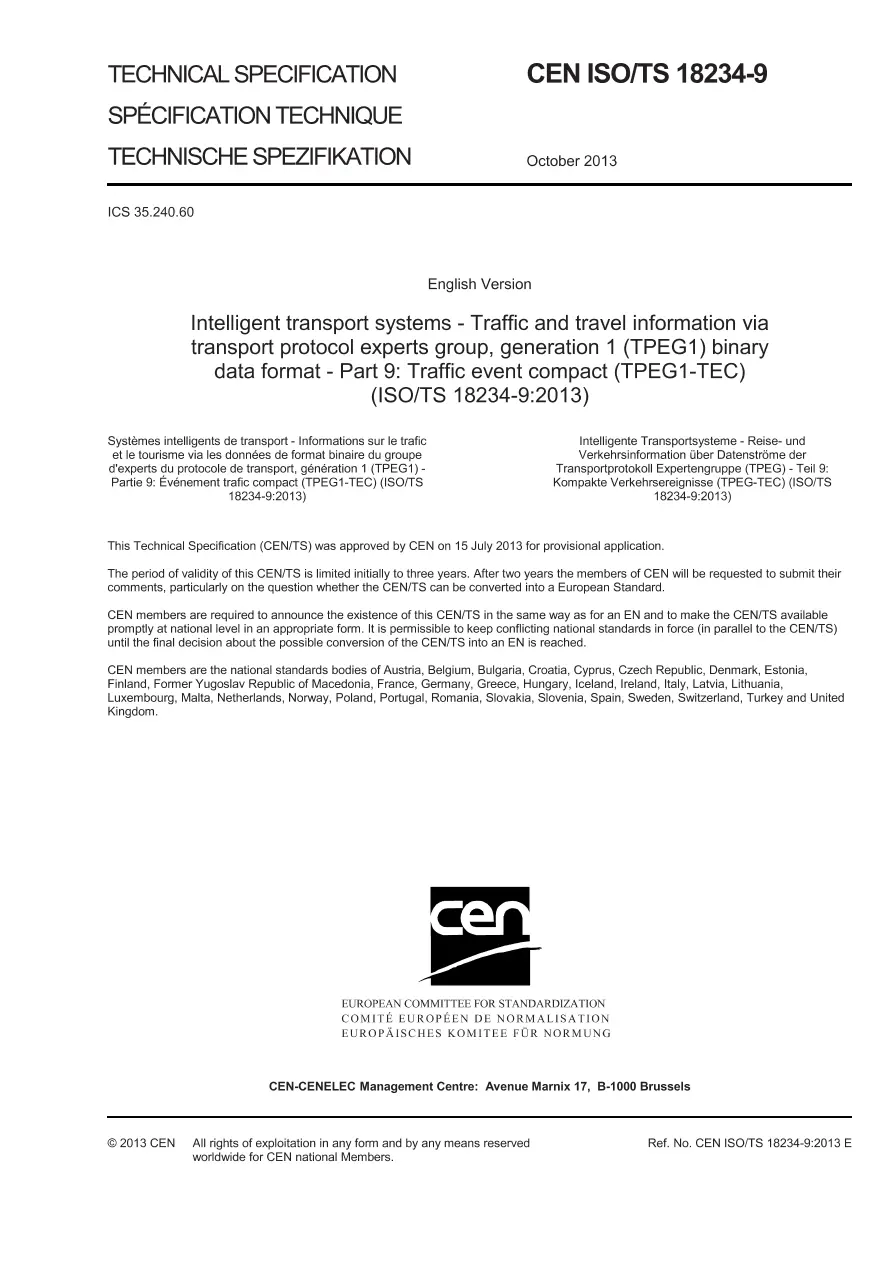 BS PD CEN ISO/TS 18234-9:2013 BS PD CEN ISO/TS 18234-9:2013