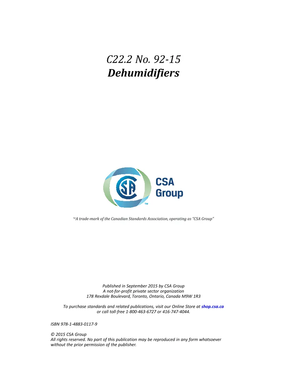 CSA C22.2 NO. 92-15 CSA C22.2 NO. 92-15