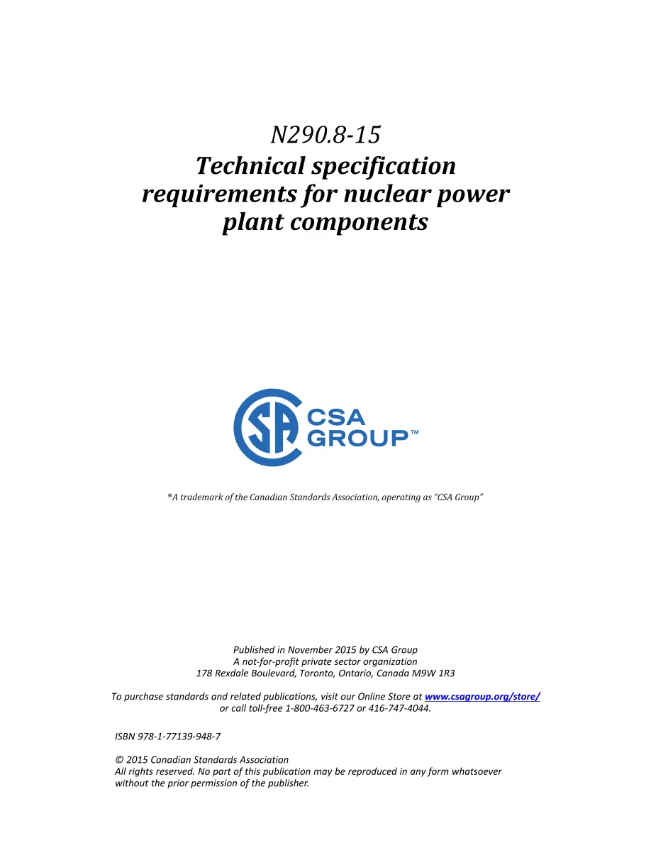 CSA N290.8-15 (R2020) CSA N290.8-15 (R2020)