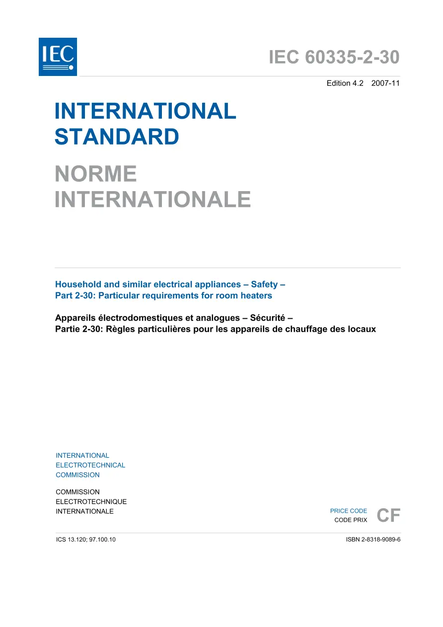 IEC 60335-2-30 Ed. 4.2 b:2007 IEC 60335-2-30 Ed. 4.2 b:2007