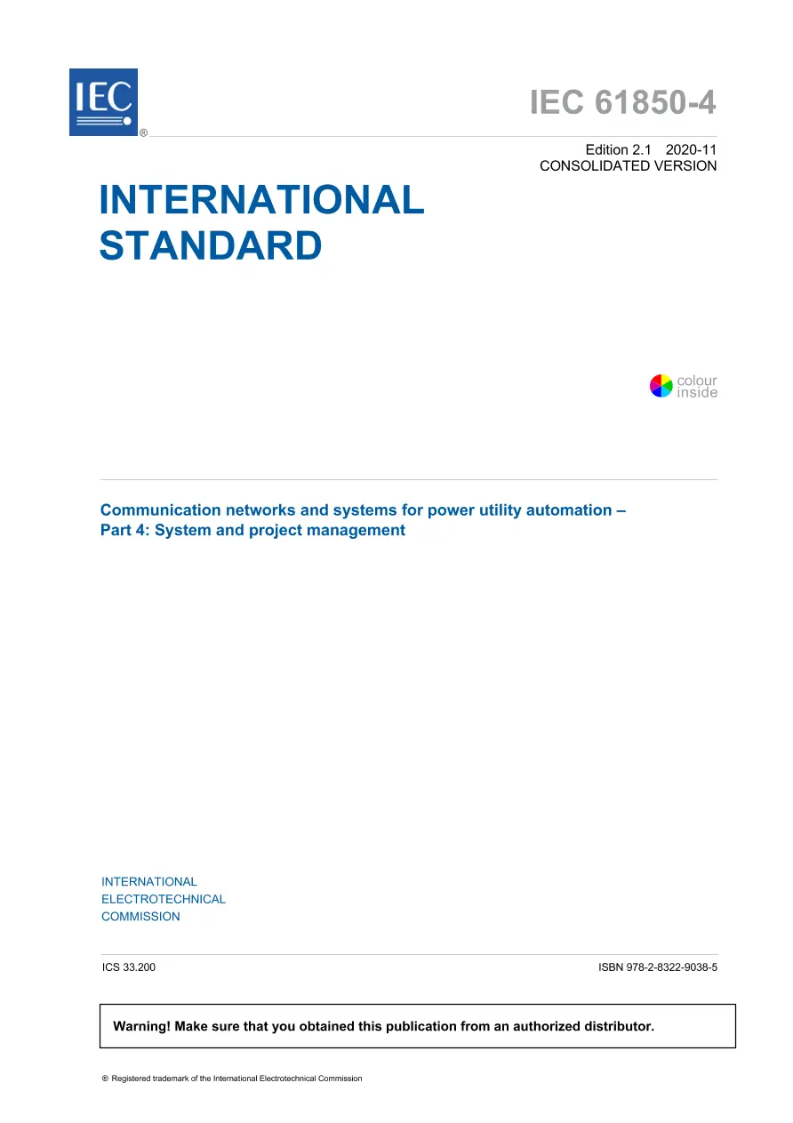IEC 61850-4 Ed. 2.1 en:2020 IEC 61850-4 Ed. 2.1 en:2020