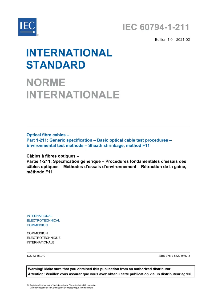 IEC 60794-1-211 Ed. 1.0 b:2021 IEC 60794-1-211 Ed. 1.0 b:2021