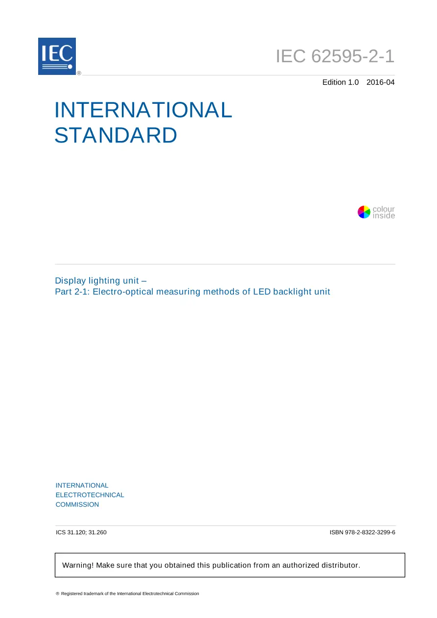 IEC 62595-2-1 Ed. 1.0 en:2016 IEC 62595-2-1 Ed. 1.0 en:2016