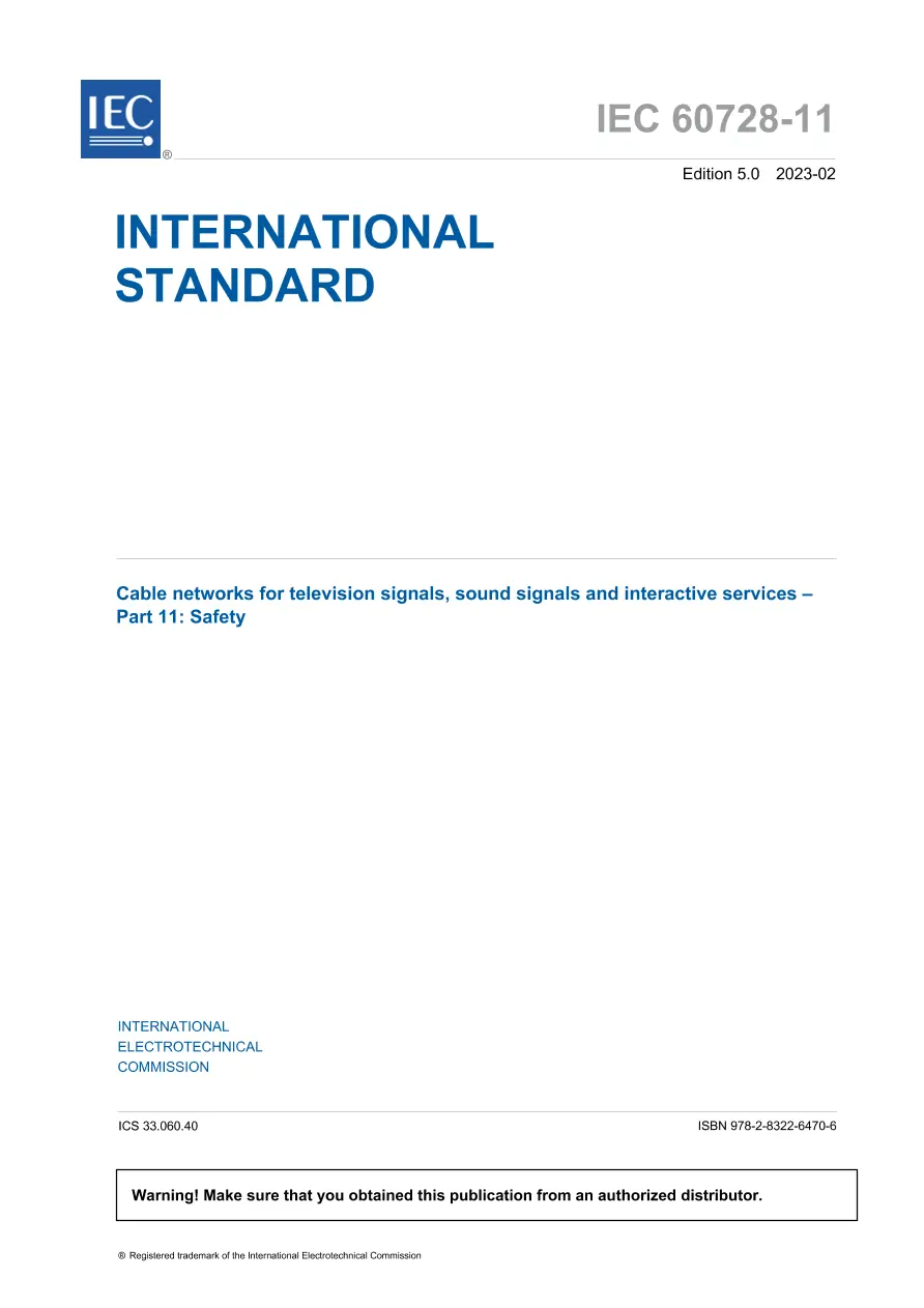 IEC 60728-11 Ed. 5.0 en:2023 IEC 60728-11 Ed. 5.0 en:2023