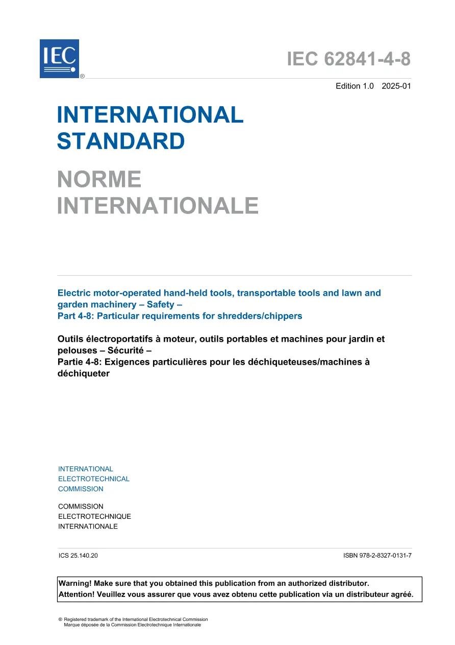 IEC 62841-4-8 Ed. 1.0 b:2025 IEC 62841-4-8 Ed. 1.0 b:2025