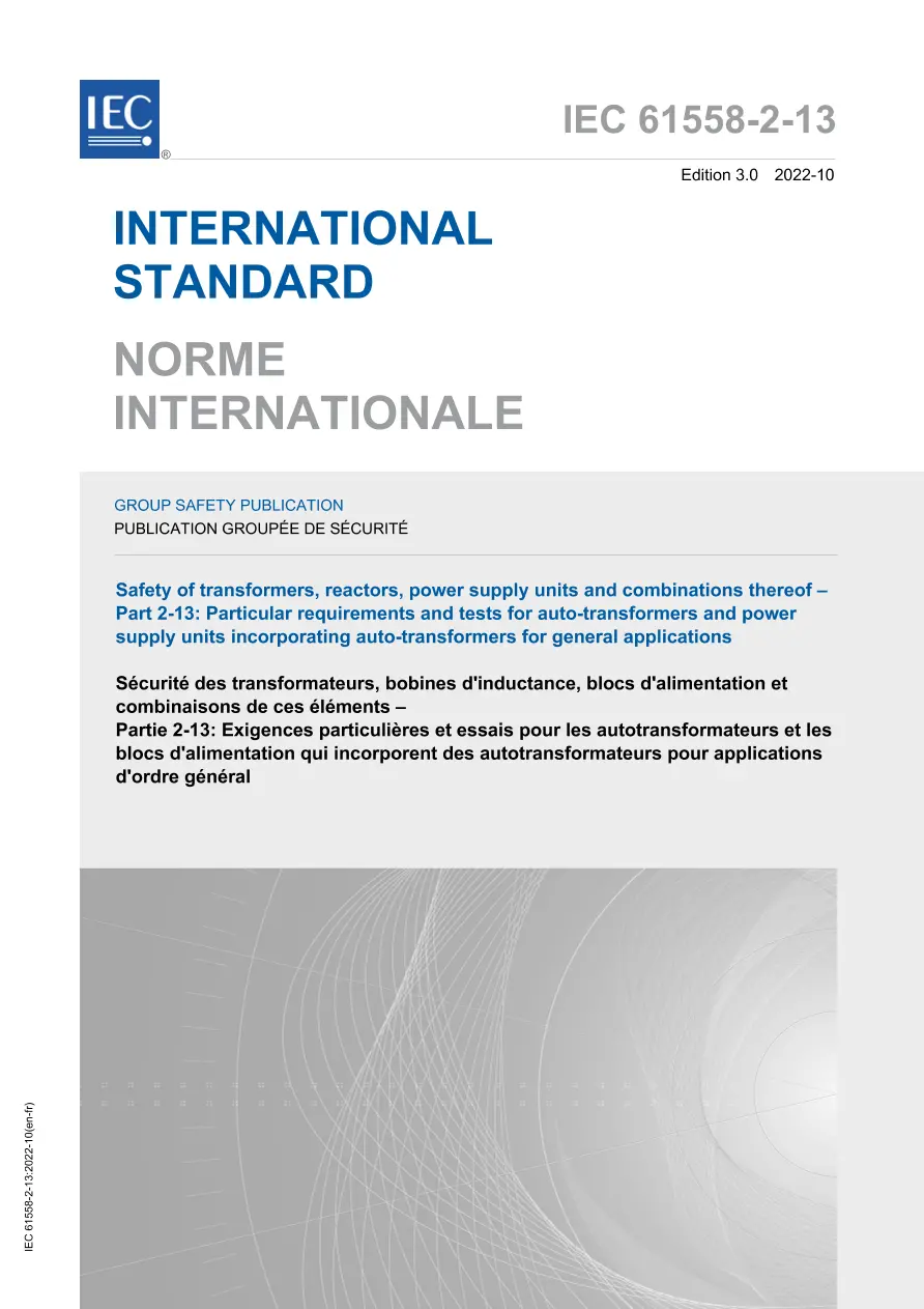 IEC 61558-2-13 Ed. 3.0 b:2022 IEC 61558-2-13 Ed. 3.0 b:2022