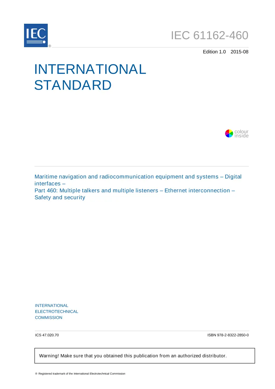 IEC 61162-460 Ed. 1.0 en:2015 IEC 61162-460 Ed. 1.0 en:2015