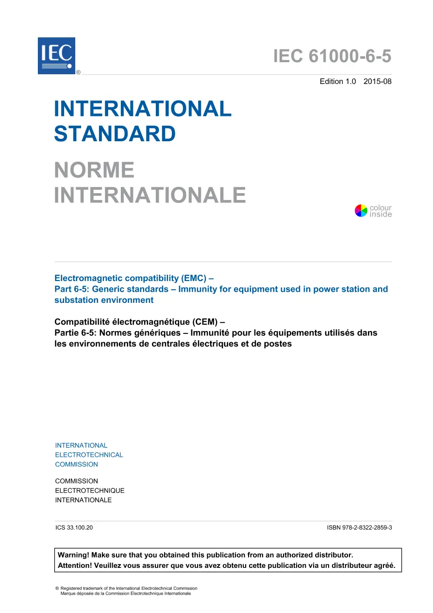 IEC 61000-6-5 Ed. 1.0 b:2015 IEC 61000-6-5 Ed. 1.0 b:2015
