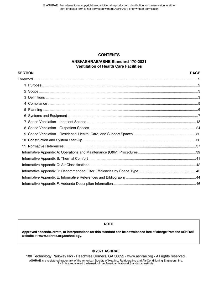 ASHRAE 170-2021 ASHRAE 170-2021