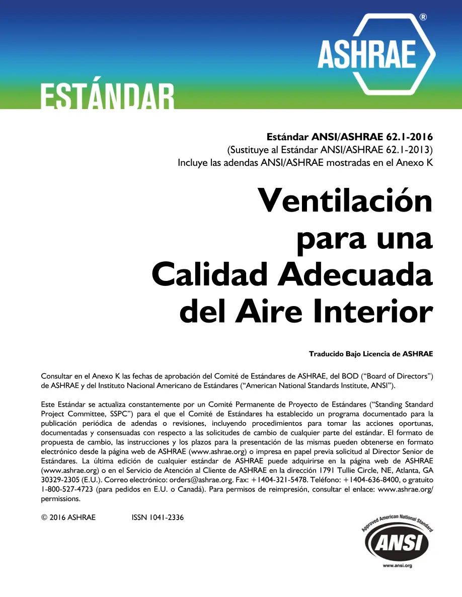 ASHRAE Spanish - Standard 62.1-2016 ASHRAE Spanish - Standard 62.1-2016