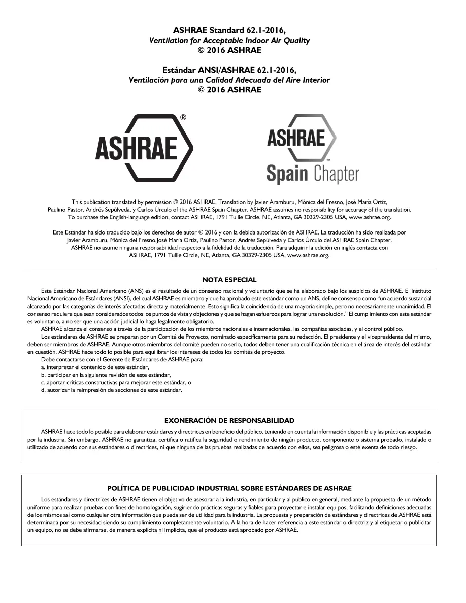 ASHRAE Spanish - Standard 62.1-2016 ASHRAE Spanish - Standard 62.1-2016