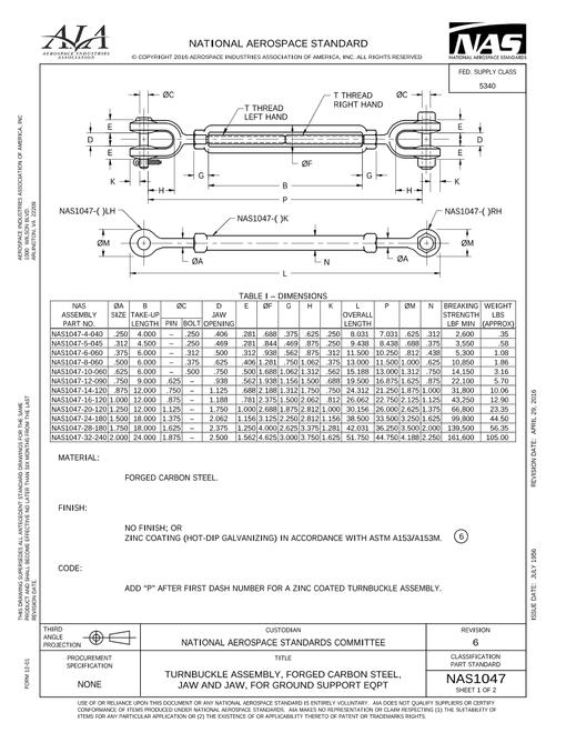 AIA NAS1047:2016 AIA NAS1047:2016