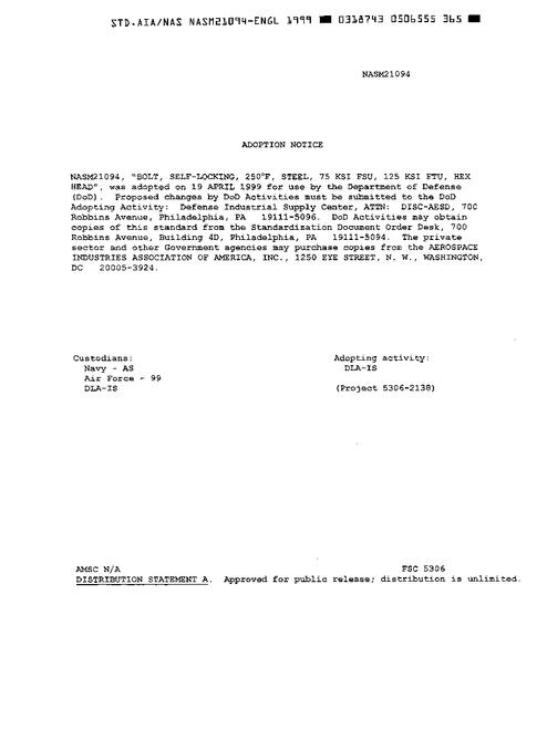AIA NASM21094 AIA NASM21094
