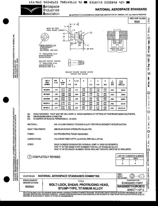 AIA NAS2605-2612 AIA NAS2605-2612