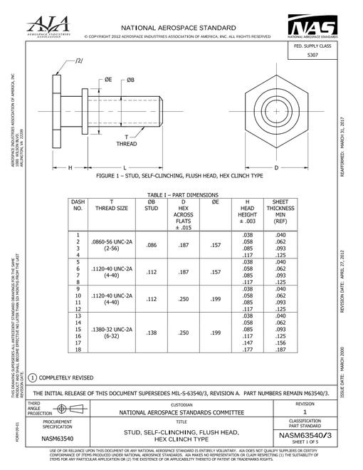 AIA NASM63540/3 AIA NASM63540/3