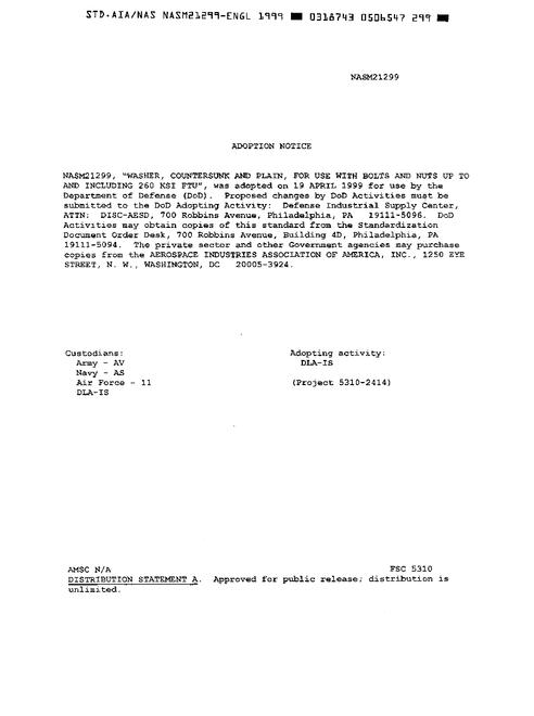 AIA NASM21299 AIA NASM21299