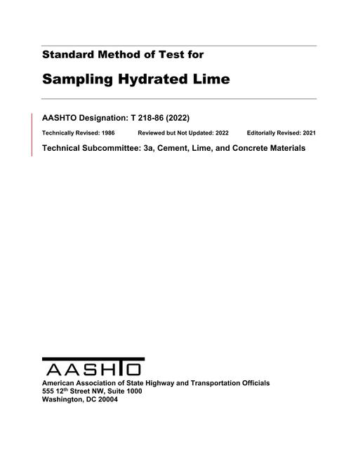 AASHTO T 218-86 (2022) AASHTO T 218-86 (2022)