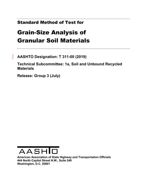 AASHTO T 311-00 (2019) AASHTO T 311-00 (2019)