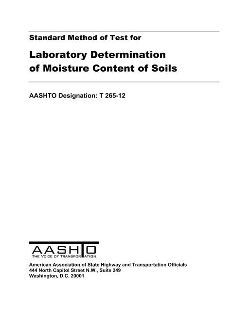 AASHTO T 265-12 AASHTO T 265-12