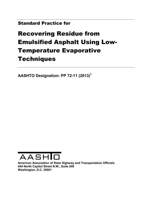 AASHTO PP 72-11 (2013) AASHTO PP 72-11 (2013)