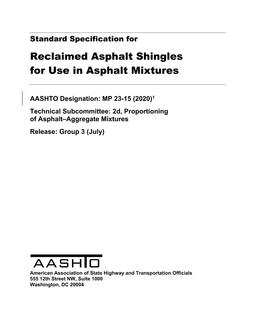 AASHTO MP 23-15 (2021) AASHTO MP 23-15 (2021)