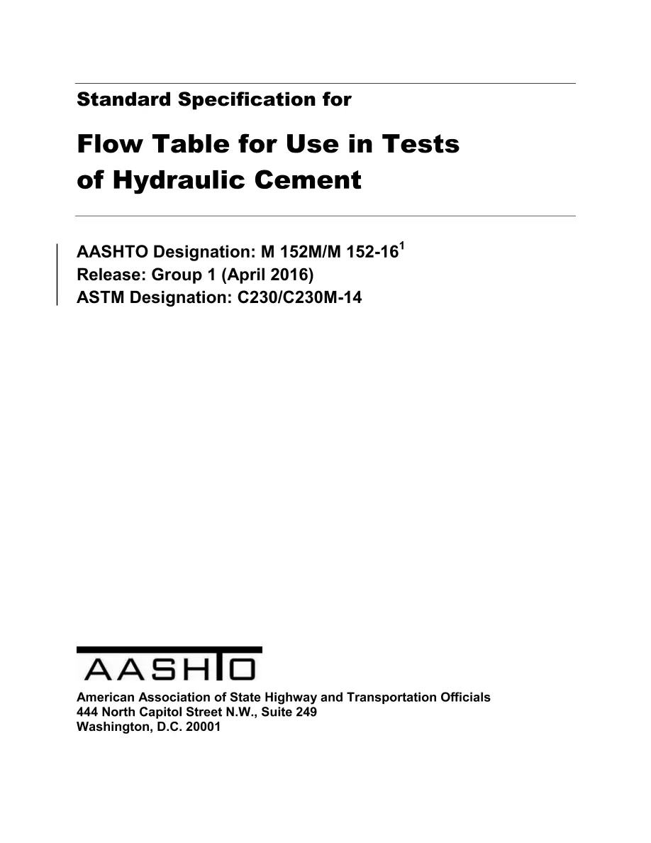 AASHTO M 152M/M 152-16 (2020) AASHTO M 152M/M 152-16 (2020)