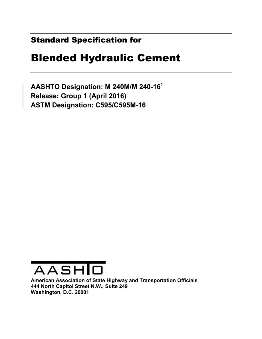 AASHTO M 240M/M 240-16 AASHTO M 240M/M 240-16