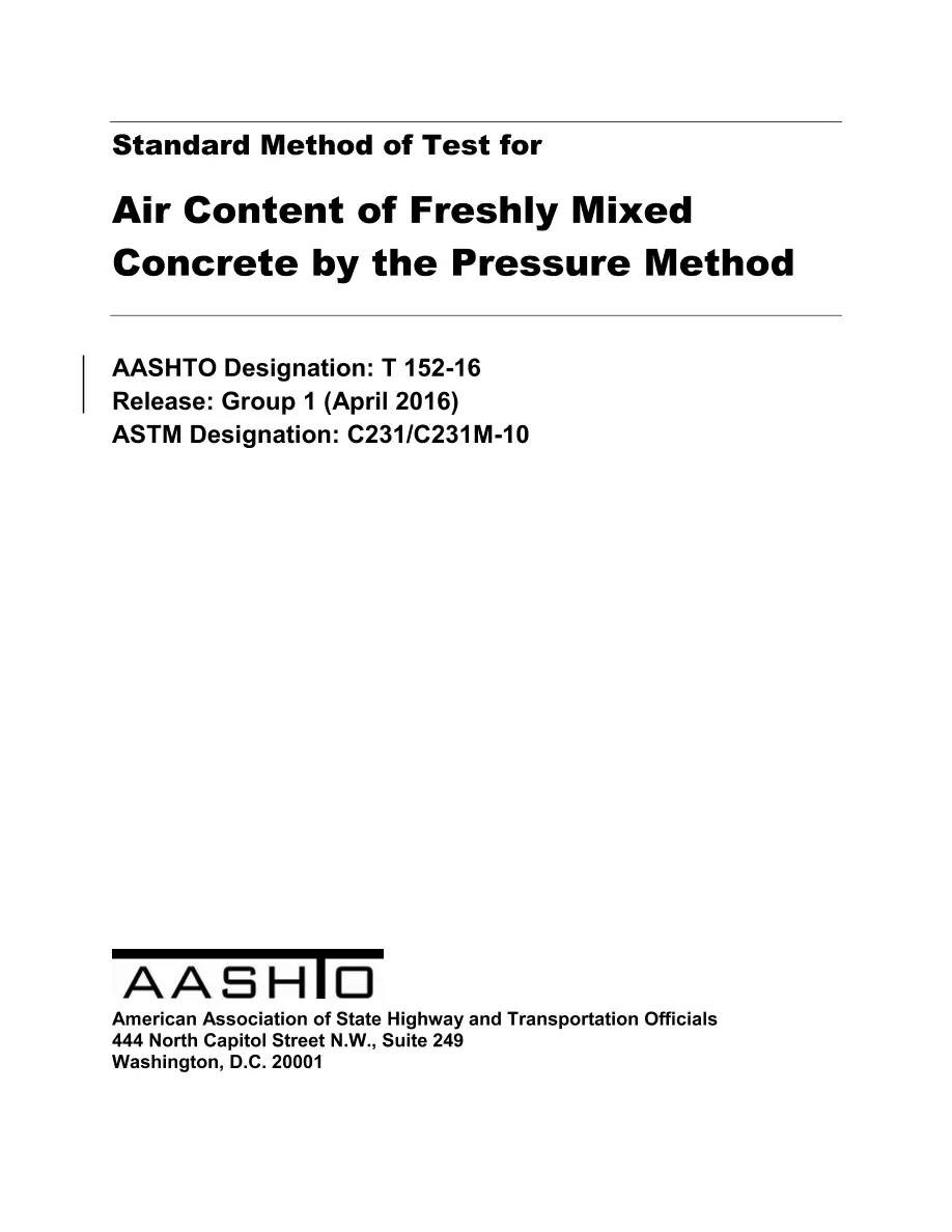 AASHTO T 152-16 AASHTO T 152-16
