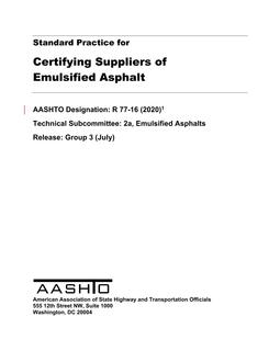 AASHTO R 77-16 (2020) AASHTO R 77-16 (2020)