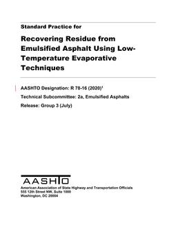 AASHTO R 78-16 (2020) AASHTO R 78-16 (2020)