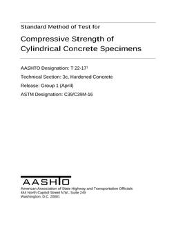 AASHTO T 22-17 AASHTO T 22-17