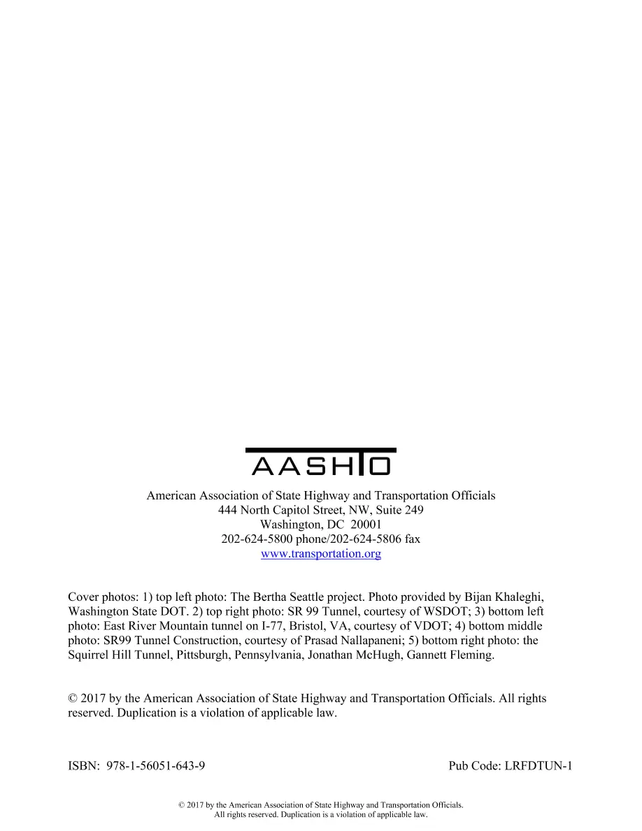 AASHTO LRFDTUN-1 AASHTO LRFDTUN-1