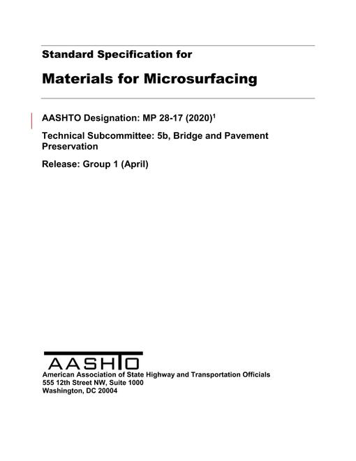 AASHTO MP 28-17 (2020) AASHTO MP 28-17 (2020)