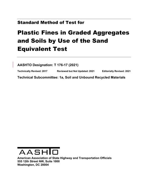 AASHTO T 176-17 (2021) AASHTO T 176-17 (2021)