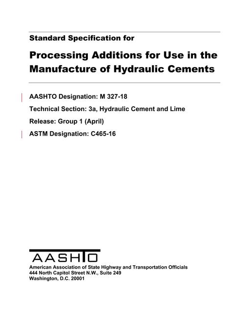 AASHTO M 327-18 AASHTO M 327-18